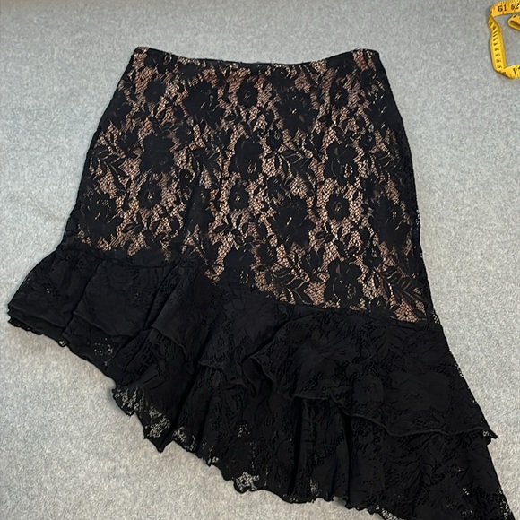 Fairy Grunge Gothic Whimsigoth Lace Skirt Large Vamp Asymmetrical Floral Witchy - Picture 9 of 9